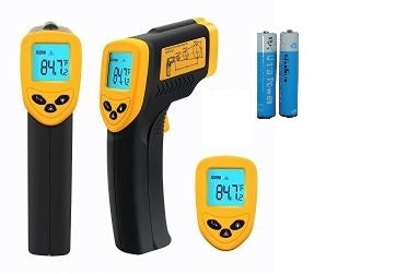 Thermometre laser noir et jaune ir temperature lcd + pile 9v 380°c 50°c afficheur ECLATS DESTOCKAGE