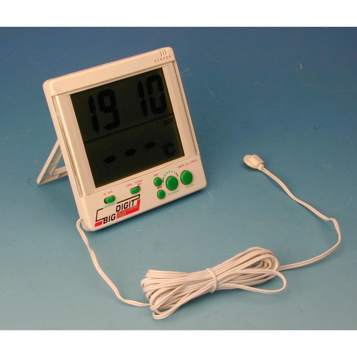 Thermometre numerique digital 50 à  70°c interieur exterieur sonde temperature horloge - ECLATS DESTOCKAGE
