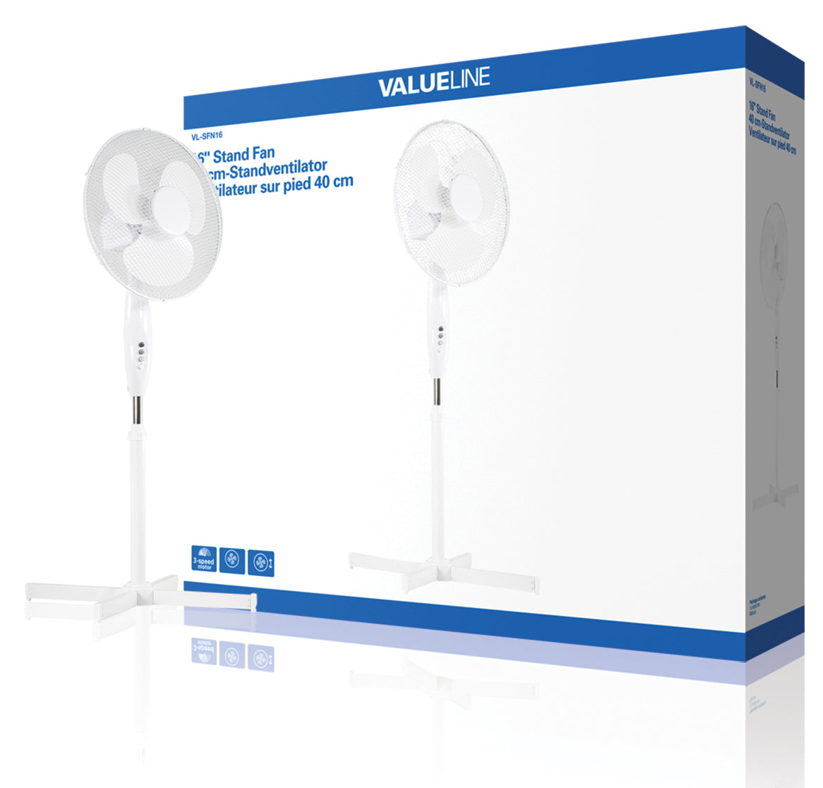 Ventilateur sur pied 40cm 3 vitesses vl-sfn16 rafraichisseur aide a climatisation oscillant ou fixe ECLATS DESTOCKAGE