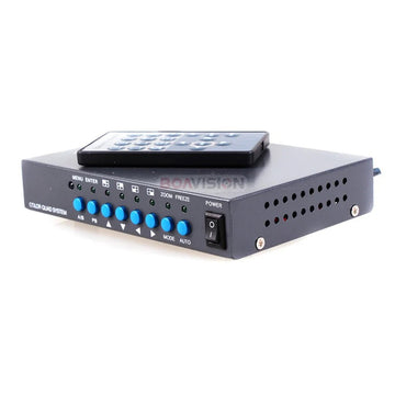 Vidéo Quad 4 canaux couleur processeur sécurité CCTV Multiplexeur avec audio Zoom ECLATS DESTOCKAGE
