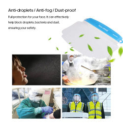 Visiere anti-gouttelettes Anti-buée Anti-poussière écran facial protection tete bouche nez - ECLATS DESTOCKAGE