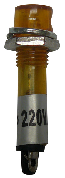 Voyant jaune indicateur feu lumineux 220v 230v 240v diamètre perçage 7mm corps en plastique 220vca ECLATS DESTOCKAGE