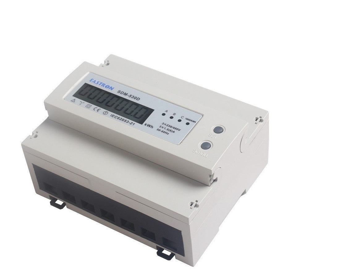 Wattmetre 380v triphasé kwh 4 fils compteur horaire energie 100a montage rail din 7 modules ECLATS DESTOCKAGE
