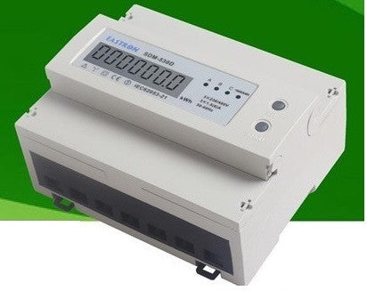 Wattmetre triphasé 4 fils kwh 380v horaire compteur 100a energie montage rail din 7 modules ECLATS DESTOCKAGE